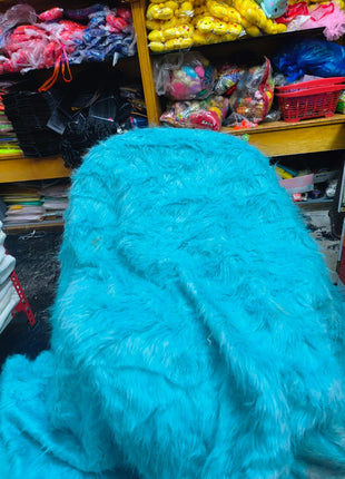 Sky blue Long pile furr fabric