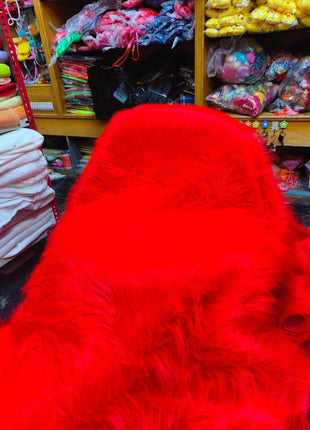Red Long pile furr fabric