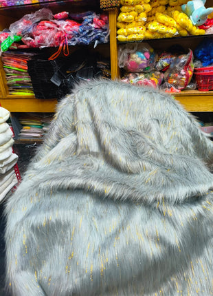 Imported grey Long pile furr fabric