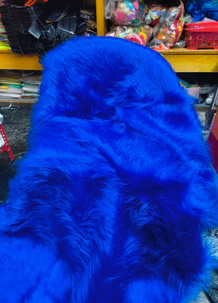 BLUE LONG pile furr fabric