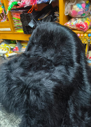 Black Long pile furr fabric
