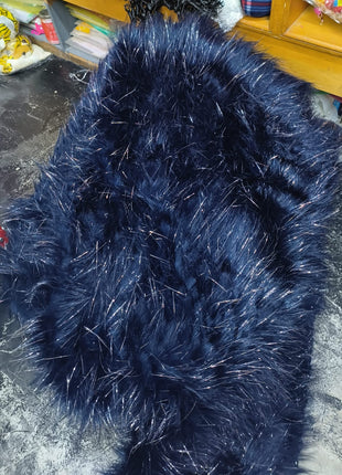 Royal blue Long pile furr fabric