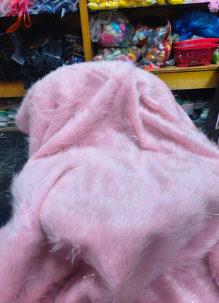 Baby Pink Long pile furr fabric